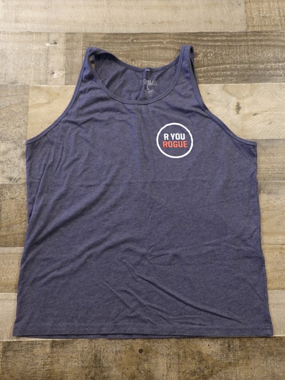 Rogue Fitness Tank Top Men’s Large Blue Heather R You Rogue Gym Training
